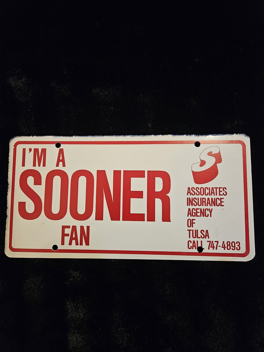 Vintage and White 'Sooner Fan' Metal Wall Sign by Associates Insurance